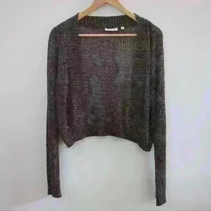 BEUTLER |  Brown/Gold Metallic Long Sleeve Knitted Shawl Size XL
